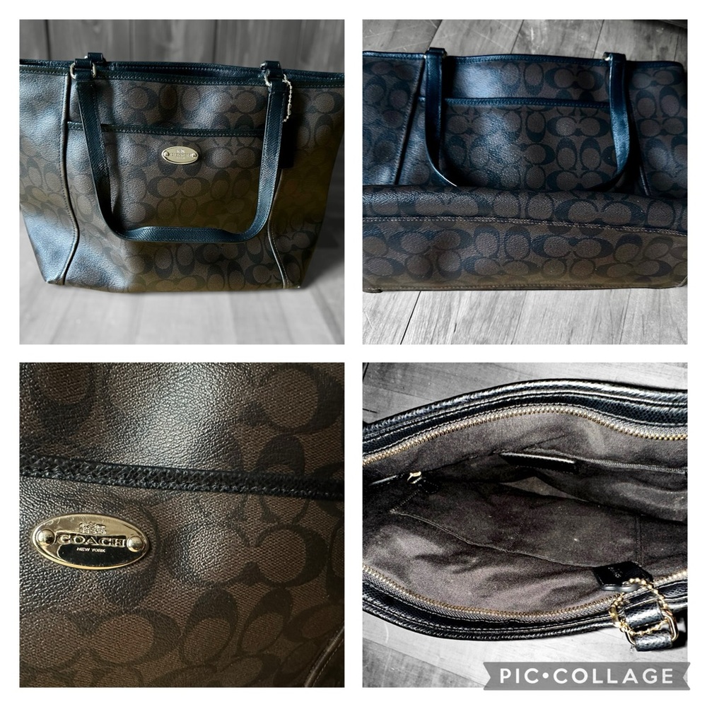 Coach Black and Brown Signature Tote Bag